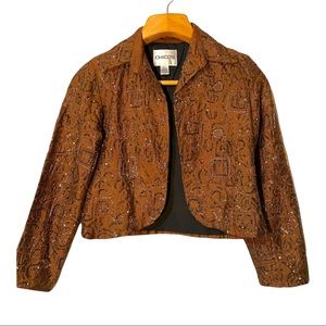 Women's Size 0 Chico’s Silk Beaded Jacket Beautiful Design